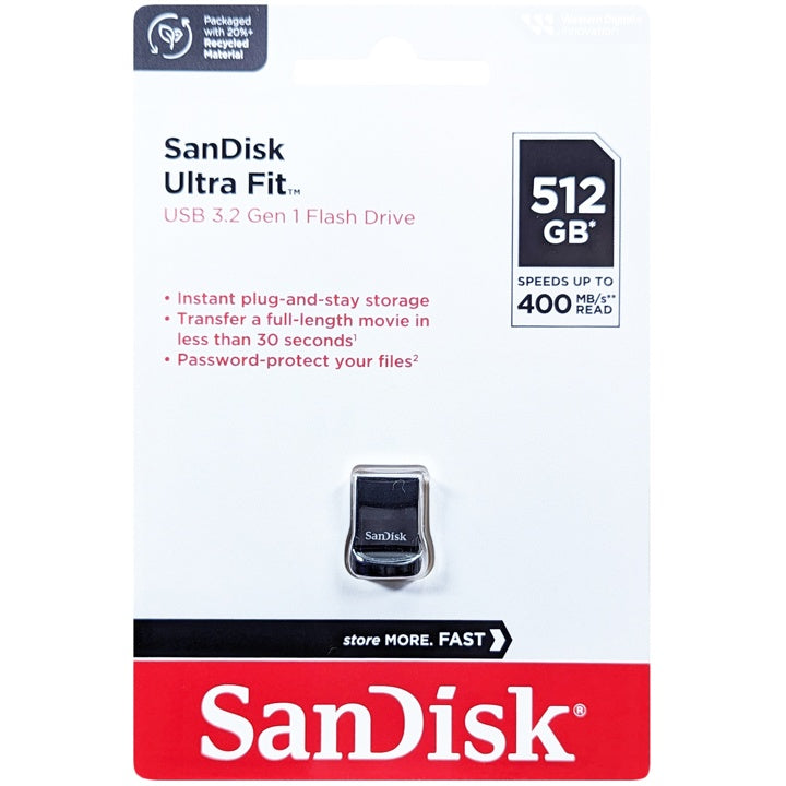 SanDisk 512GB CZ430 Ultra Fit USB 3.2 Flash Drive (130MB/s) SDCZ430-512G-G46 772-4331