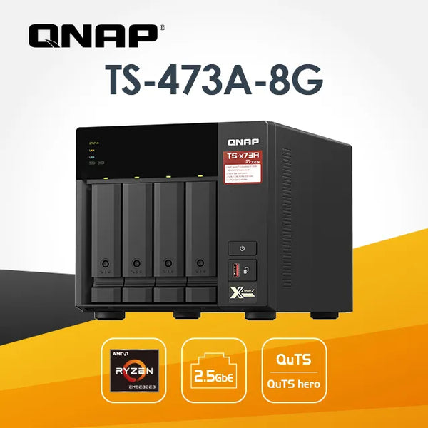 QNAP TS-473A-8G 4-Bay (AMD Ryzen Embedded V1500B, 8GB SODIMM DDR4(1 x 8 GB))
