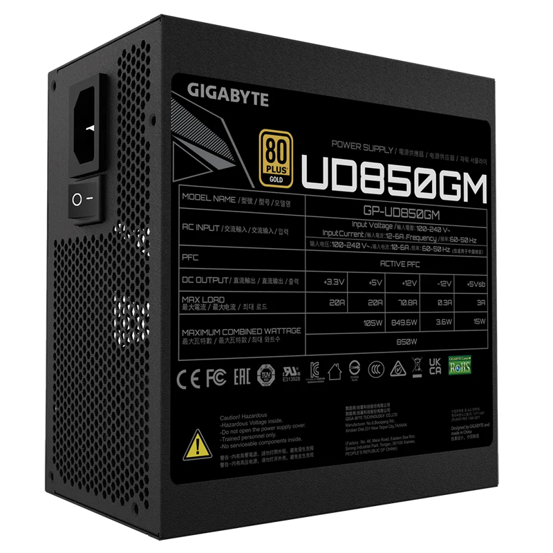 GIGABYTE 850W ULTRA DURABLE UD850GM 80Plus Gold Full Modular Power Supply (GP-UD850GM)