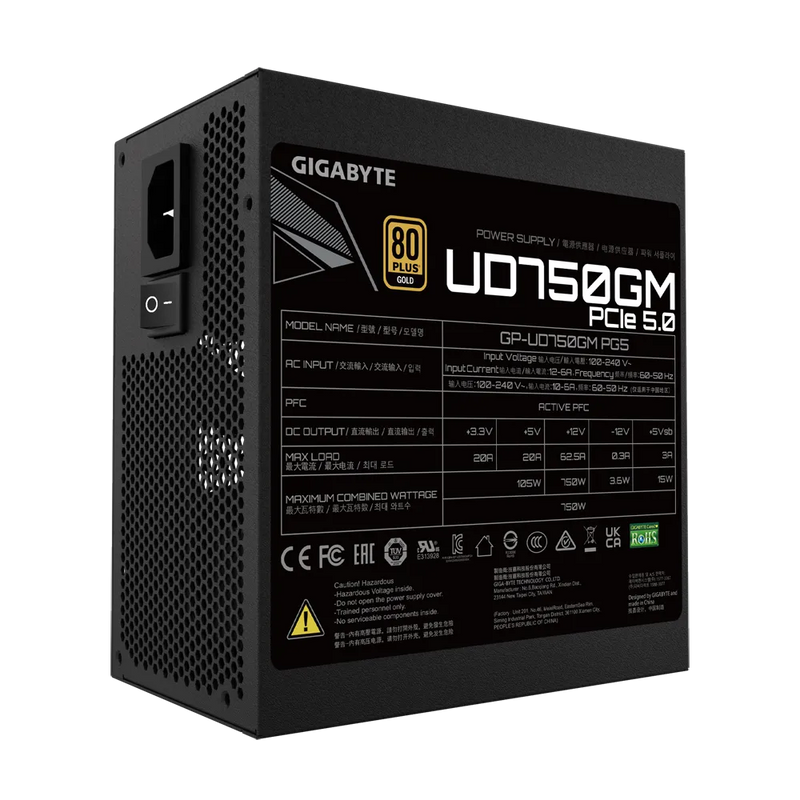 GIGABYTE 750W ULTRA DURABLE UD750GM PG5 ATX3.0 PCIE 5.0 80Plus Gold Full Modular Power Supply (GP-UD750GM PG5)