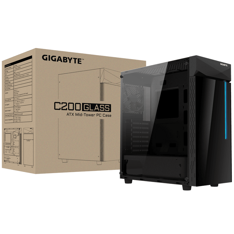 GIGABYTE Gaming C200 Glass Black 黑色 ATX Case GB-C200G