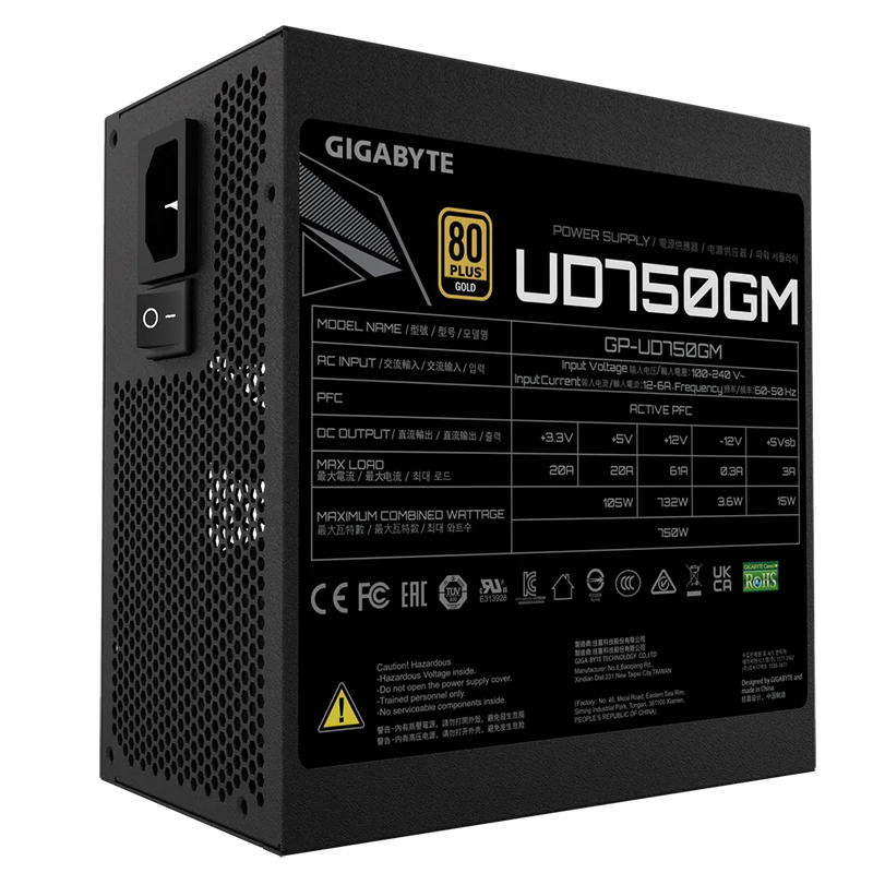 GIGABYTE 750W ULTRA DURABLE UD750GM 80Plus Gold Full Modular Power Supply (GP-UD750GM)