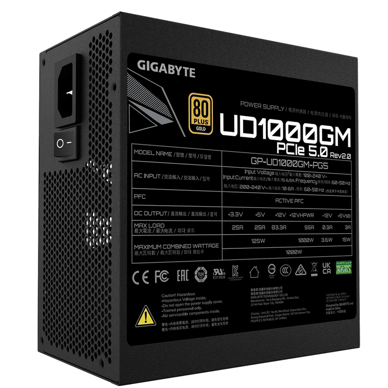 GIGABYTE 1000W ULTRA DURABLE UD1000GM PG5 2.0 ATX3.0 PCIE 5.0 80Plus Gold Full Modular Power Supply (GP-UD1000GM PG5 rev 2.0)