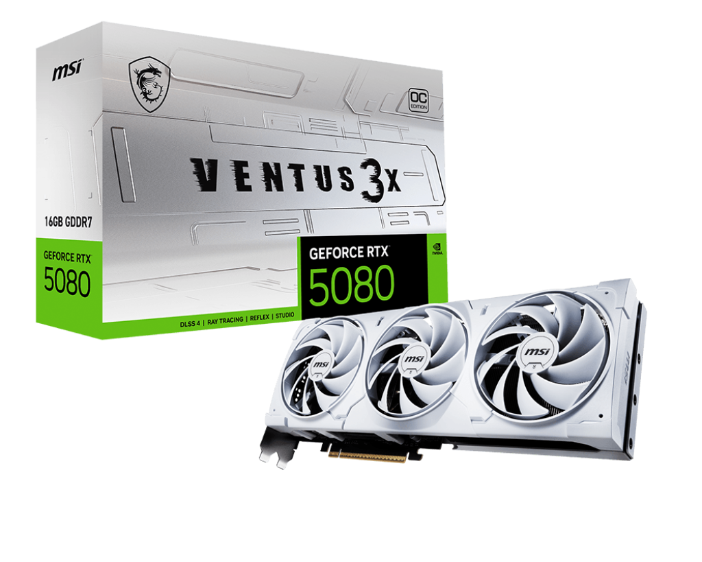 MSI GeForce RTX 5080 16G VENTUS 稼働約70時間 MSI GeForce RTX 5080 VENTUS 3X OC WHITE 白色 16GB GDDR7 (DI-N5080W1)