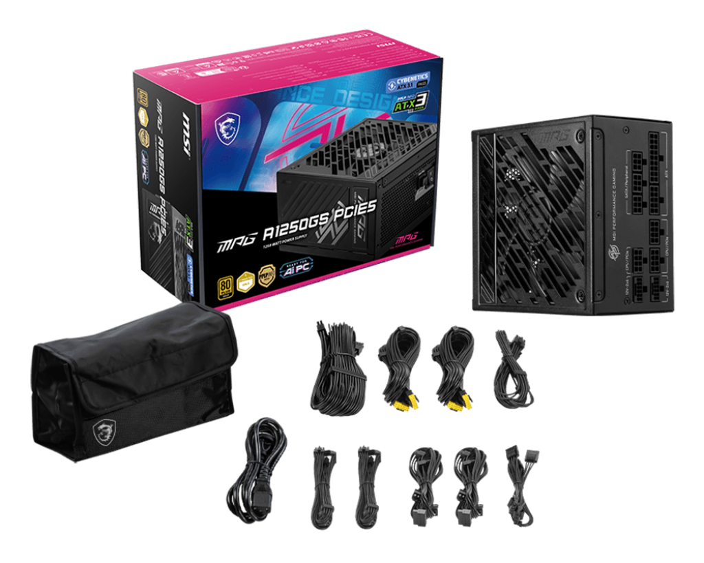 MSI 1250W MPG A1250GS PCIE5 80Plus Gold Full Modular Power Supply (PS-