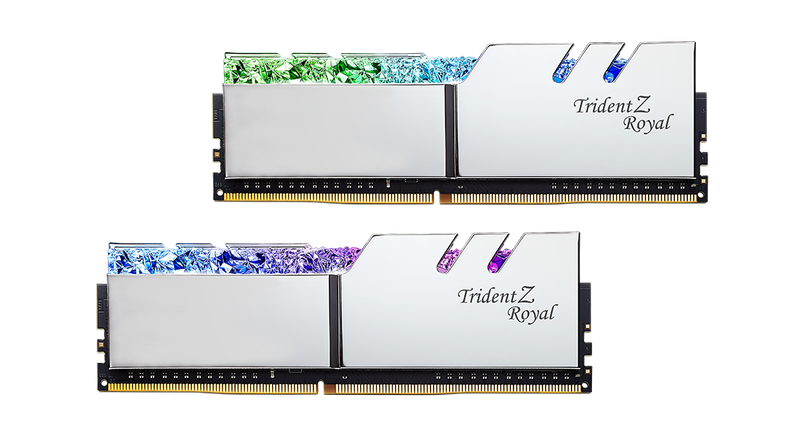 G.SKILL 16GB Kit (2x8GB) Trident Z Royal Silver F4-3600C18D-16GTRS RGB DDR4 3600MHz Memory