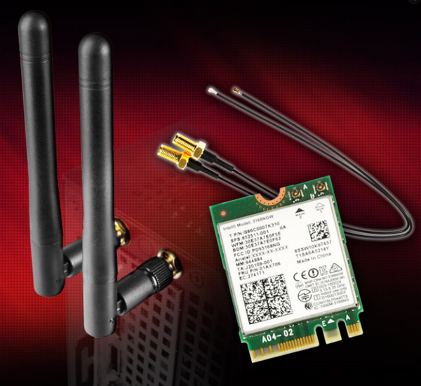 ASRock AS-AC-DESKMINI H110M-STX WIFI M.2 Wi-Fi Kit w/Intel AC-3168 M.2 Wi-Fi module and two antennas