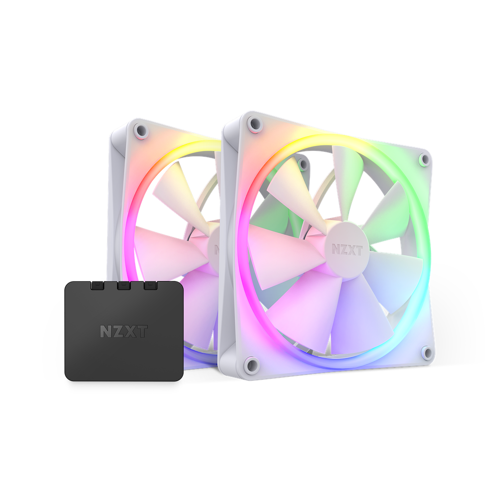 NZXT F140 RGB DUO 14cm Twin Pack WHITE 2 x Fan Kit Case Fan RF-D14DF-W