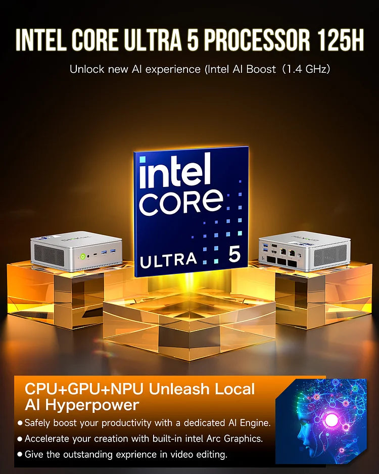 GMKTEC CS-GNBK9U NucBox K9 Mini PC (Intel Core Ultra 125H / 96GB DDR5 5600MHz Ram / 2TB SSD / Windows 11 Pro)