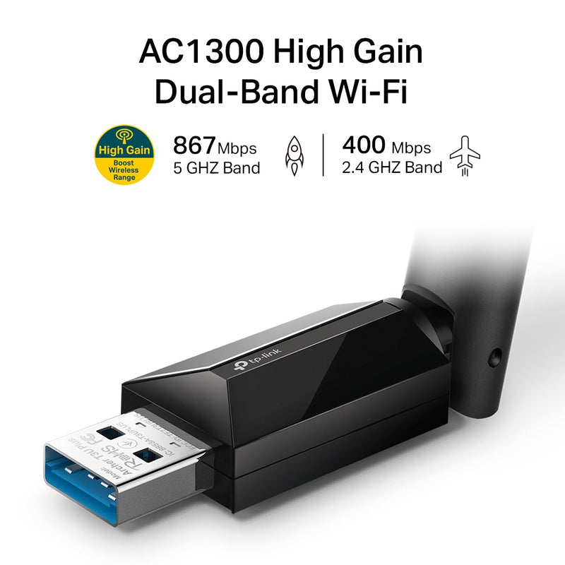 TP-Link Archer T3U Plus AC1300 High Gain Dual Band Wi-Fi USB Adapter