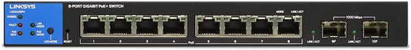 Linksys LGS310MPC-EU 8-Port Managed Gigabit PoE+ Switch with 2 x 1G SFP Uplinks 110W TAA Compliant (5 year)