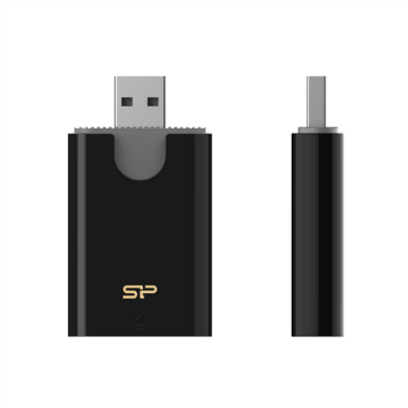 Silicon Power Combo Black SD and microSD USB 3.2 Card Reader (SPU3AT5REDEL300K)