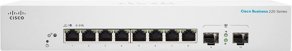 Cisco CBS220 8-Port Gigabit + 2-Port Gigabit SFP Uplink Smart Switch (CBS220-8T-E-2G-UK / NE-228TE2G)