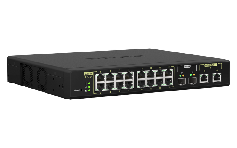 QNAP QSW-M2116P-2T2S 4 Ports 10GbE & 16 Ports 2.5GbE Layer 2 Managed PoE Switch