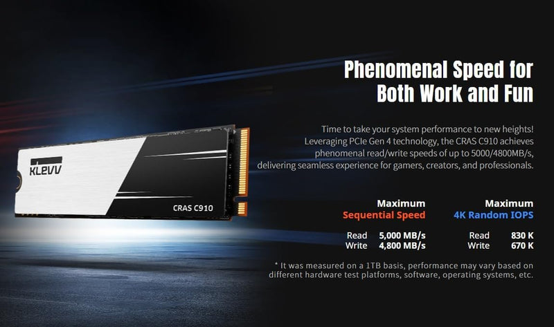KLEVV 500GB CRAS C910 K500GM2SP0-C91 M.2 2280 PCIe Gen4 x4 SSD