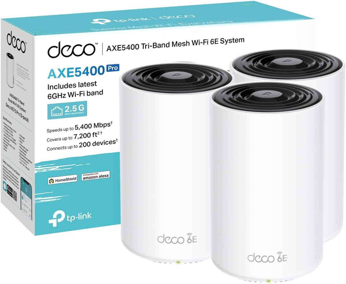 TP-Link Deco XE75 Pro AXE5400 Tri-band Wi-Fi 6E 2.5G WAN/LAN TP-Link Deco XE75 Pro AXE5400 Tri-band Wi-Fi 6E 2.5G WAN/LAN