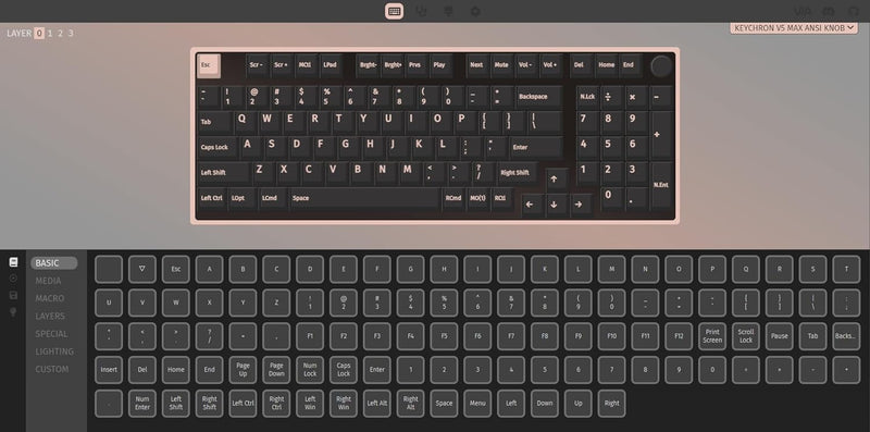 Keychron V5 Max QMK/VIA Wireless Custom Mechanical Keyboard  -Black -Knob Version (Brown) (V5M-D3)