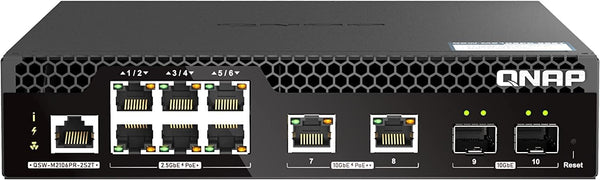 QNAP QSW-M2106PR-2S2T Half-Rackmount Switch 10GbE and 2.5GbE PoE++ Layer 2 Web Managed Switch