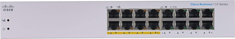 Cisco CBS110 16-Port Gigabit (8-Port with PoE, total 64W) PoE Switch (CBS110-16PP-UK / NE-11016PP)