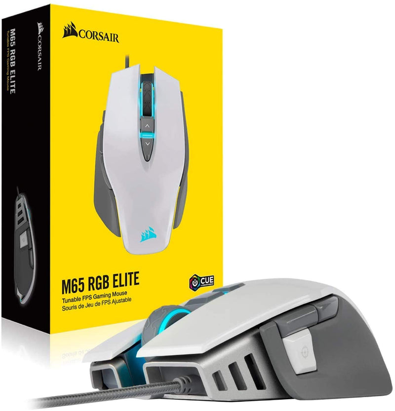 【CORSAIR 5月電競產品優惠】Corsair M65 RGB ELITE Tunable FPS Gaming Mouse - White CH-9309111-AP