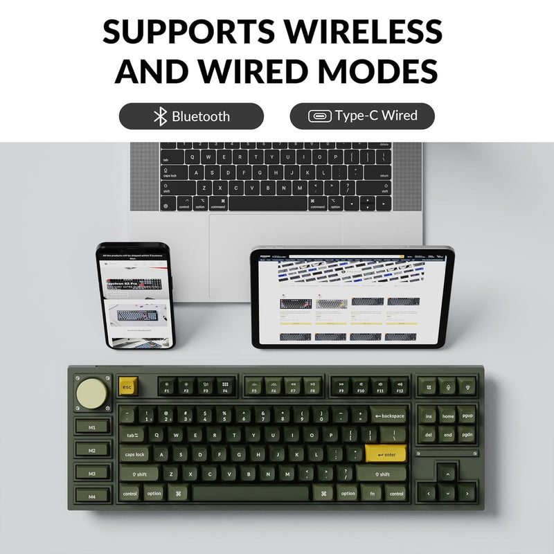 Keychron Q3 Pro QMK/VIA Wireless Custom Mechanical Keyboard -Olive Green (Banana) (KC-Q3P-W4)