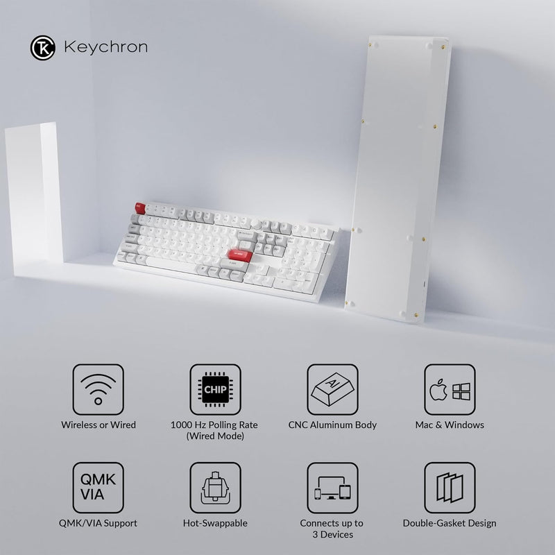 Keychron Q6 Pro QMK/VIA Wireless Custom Mechanical Keyboard -Shell White (Brown) (KC-Q6P-P3)
