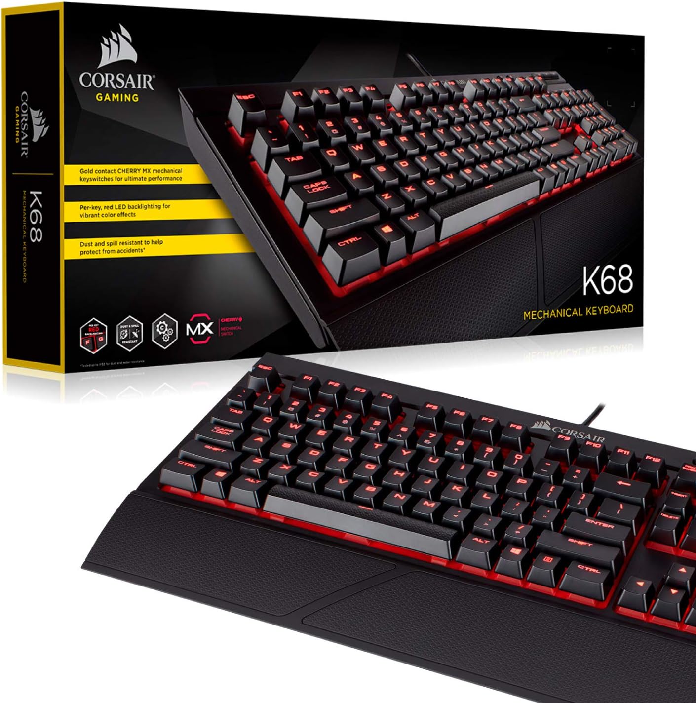 CORSAIR K68 Mechanical Gaming Keyboard - Red LED - CHERRY® MX Red CH-9
