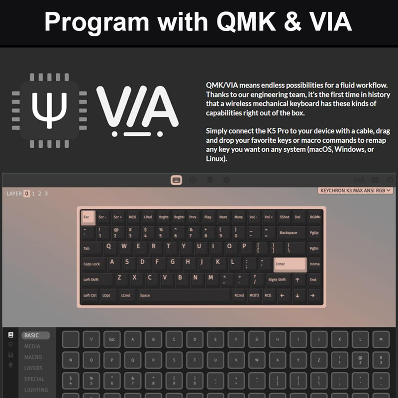 Keychron K3 Max QMK/VIA Wireless Custom Mechanical Keyboard (Blue) (KC-K3M-H2)