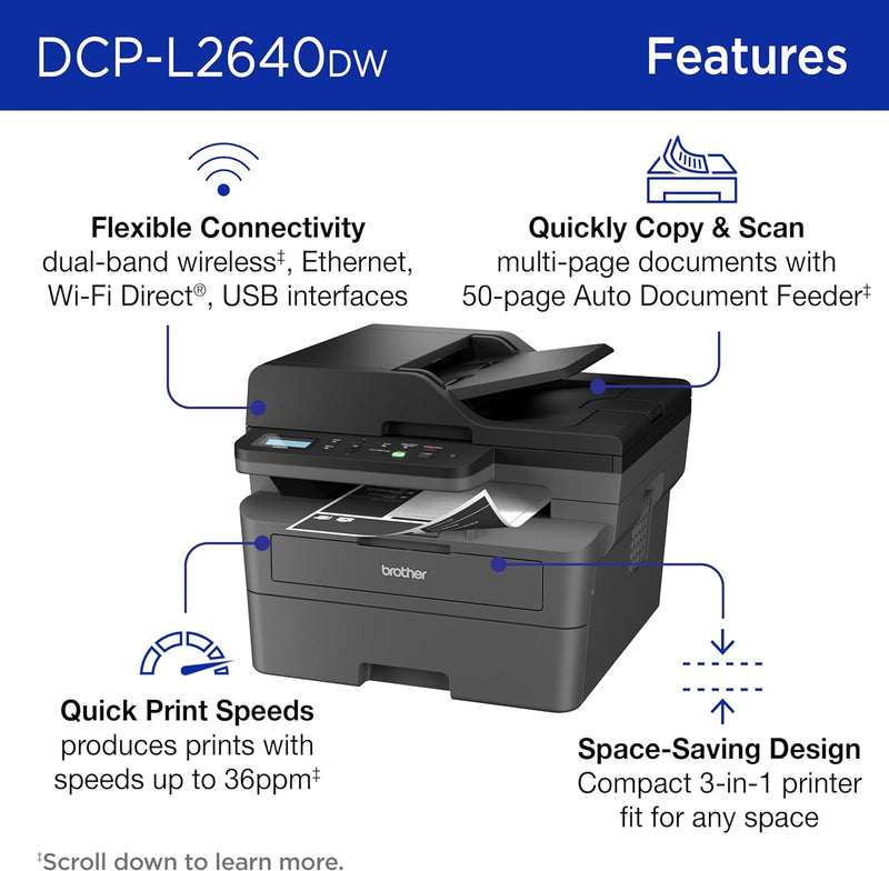 Brother DCP-L2640DW 4合1黑白無線雙面鐳射打印機