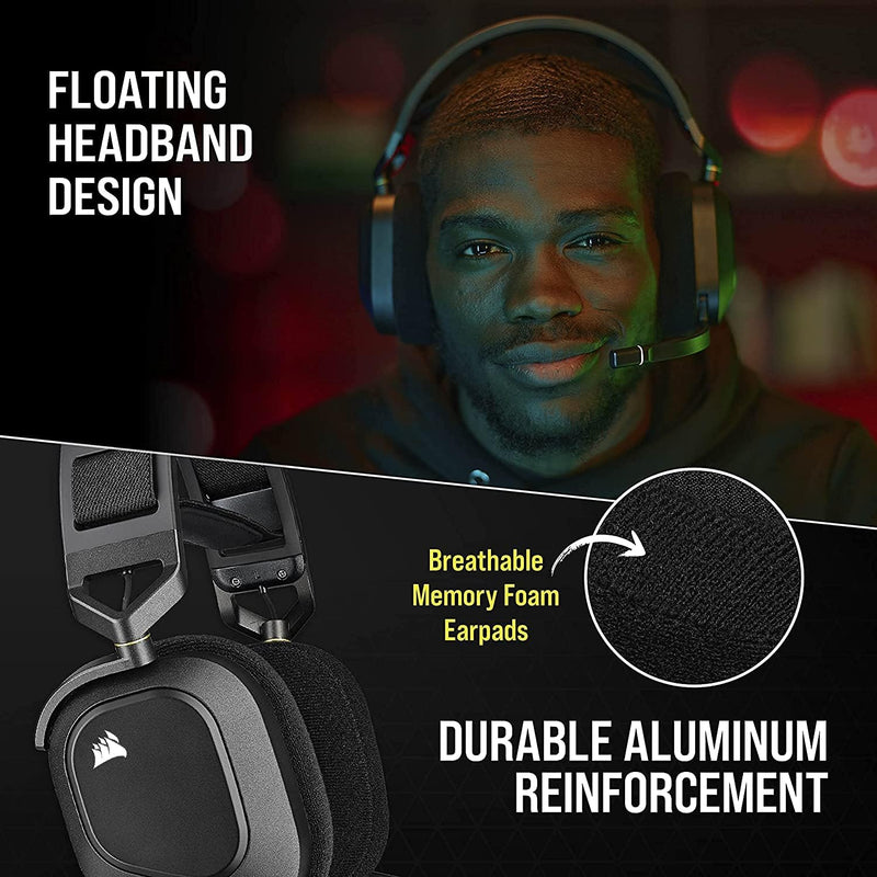 Corsair HS80 RGB WIRELESS Premium Gaming Headset with Spatial Sound Technology - Carbon BlacK CA-9011235-AP