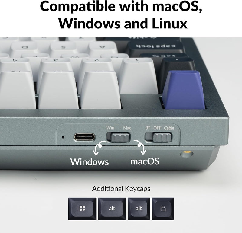 Keychron Q5 Pro QMK/VIA Wireless Custom Mechanical Keyboard -Silver Grey (Banana) (KC-Q5P-N4)