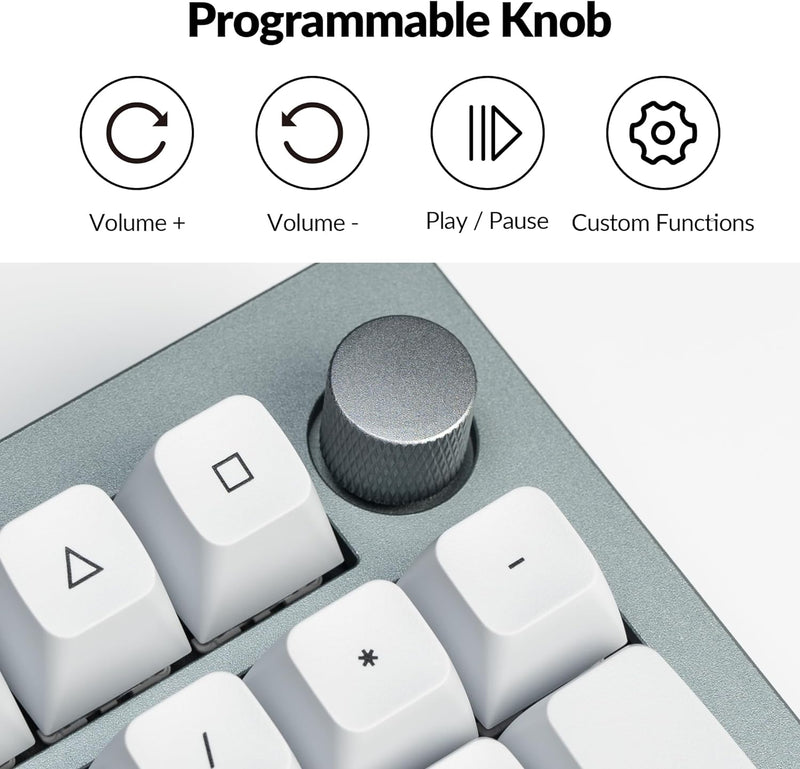 Keychron Q5 Pro QMK/VIA Wireless Custom Mechanical Keyboard -Silver Grey (Brown) (KC-Q5P-N3)