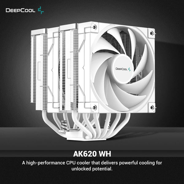 DeepCool AK620 CPU Cooler, FK120 3-in-1 Cooling Fan, 6 Copper Heatpipes, 260W TDP White 白色 (AIRDC-AK620-WH)