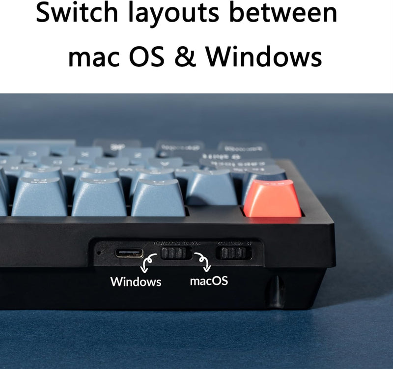 Keychron V5 Max QMK/VIA Wireless Custom Mechanical Keyboard -Black -Knob Version (Banana) (V5M-D4)