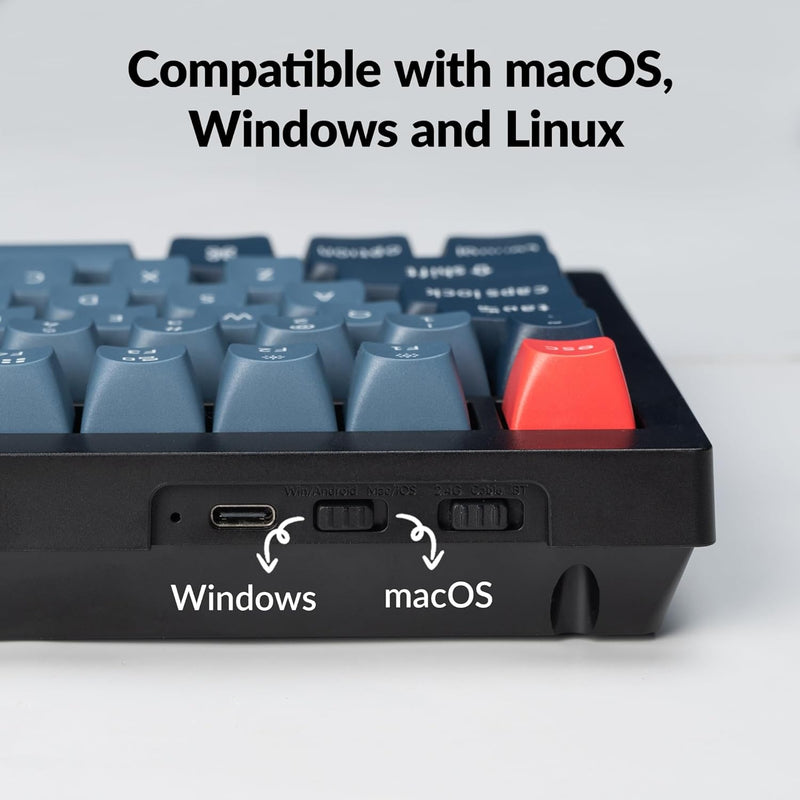 Keychron V1 Max QMK/VIA Wireless Custom Mechanical Keyboard (Red) (KC-V1M-D1)