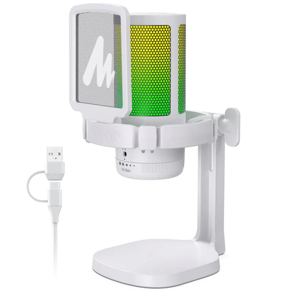Maono AU-DM20 白色 White RGB Condenser Microphone - MM-DM20WH