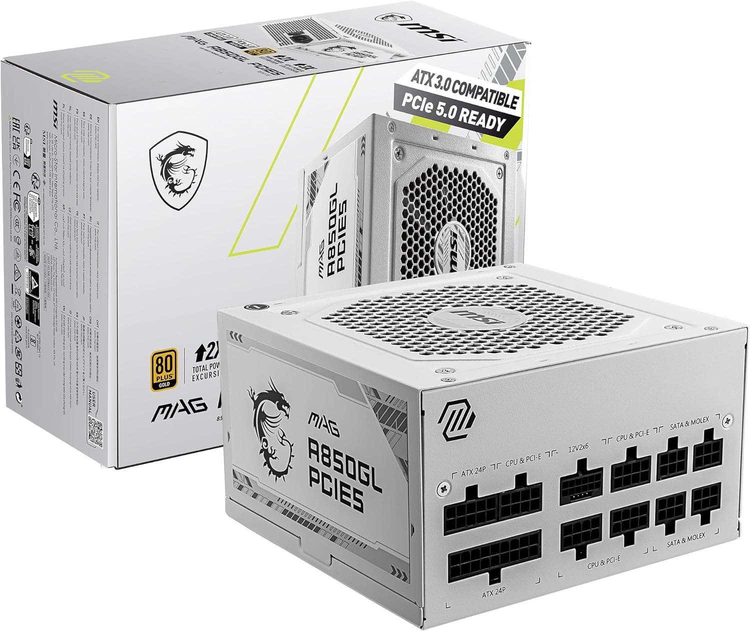 MSI 850W MAG A850GL WHITE 白色 PCIE 5.1 ATX 3.1 80Plus Gold