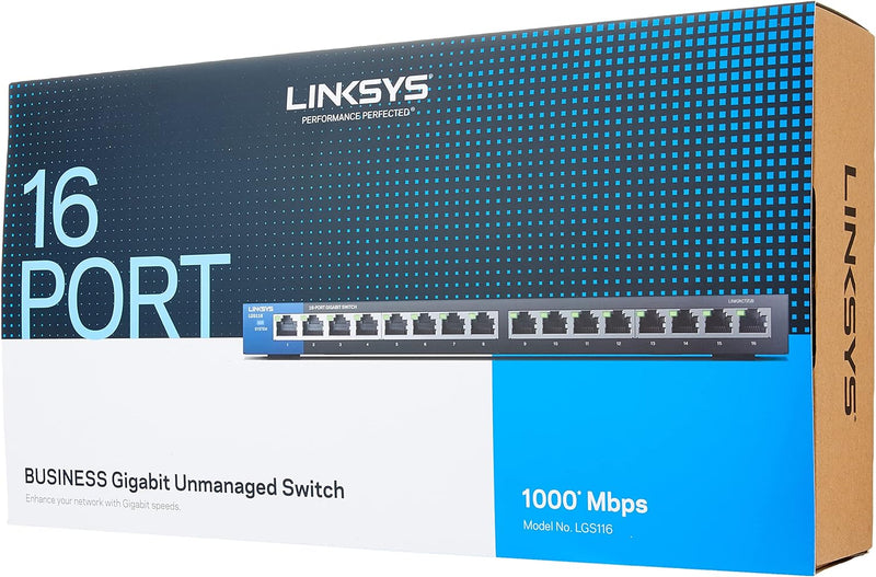 Linksys LGS116-AP 16 Port Gigabit Unmanaged Switch (v2) (5 year)