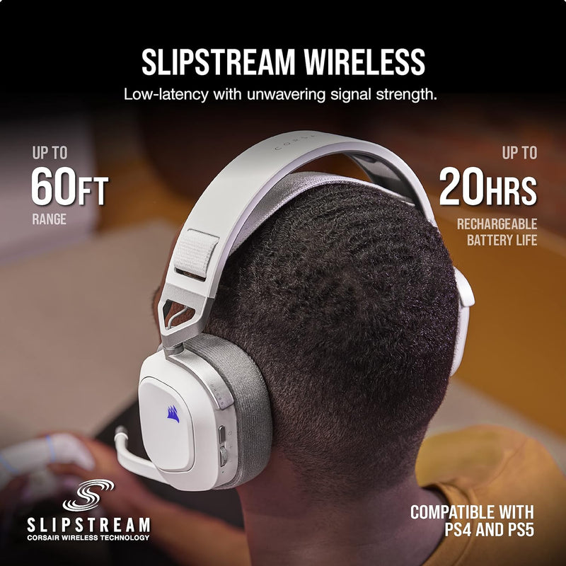 Corsair HS80 RGB WIRELESS Premium Gaming Headset with Spatial Audio — White CA-9011236-AP