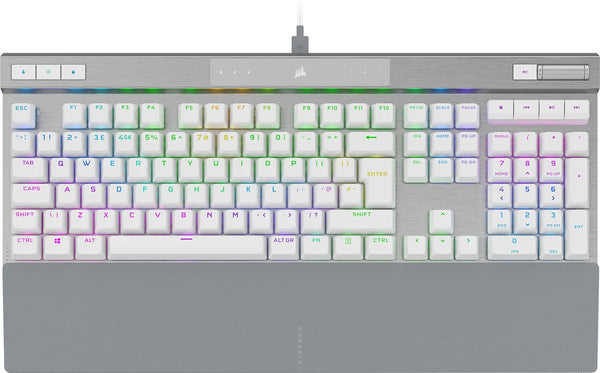 Corsair K70 PRO RGB Optical-Mechanical Gaming Keyboard with PBT DOUBLE SHOT PRO Keycaps - White CH-910951A-NA
