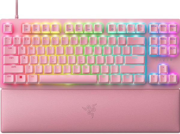 【Razer 5月份鍵盤優惠】Razer Huntsman V2 Tenkeyless - Quartz 粉紅色 (線性紅軸) 無數字鍵光學遊戲鍵盤 RZ03-03942000-R3M1