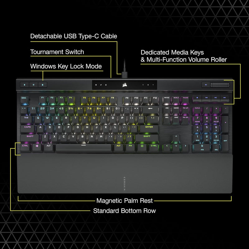 【CORSAIR 5月電競產品優惠】Corsair K70 RGB PRO Mechanical Gaming Keyboard with PBT DOUBLE SHOT PRO Keycaps - CHERRY® MX SPEED CH-9109414-NA