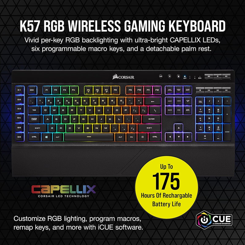 Corsair K57 WIRELESS keyboard + Hapoon RGB WIRELESS Gaming Mouse CH-925C115-NA