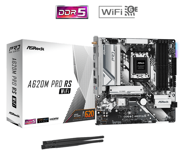 ASRock A620M Pro RS WiFi DDR5,Socket AM5 mATX Motherboard