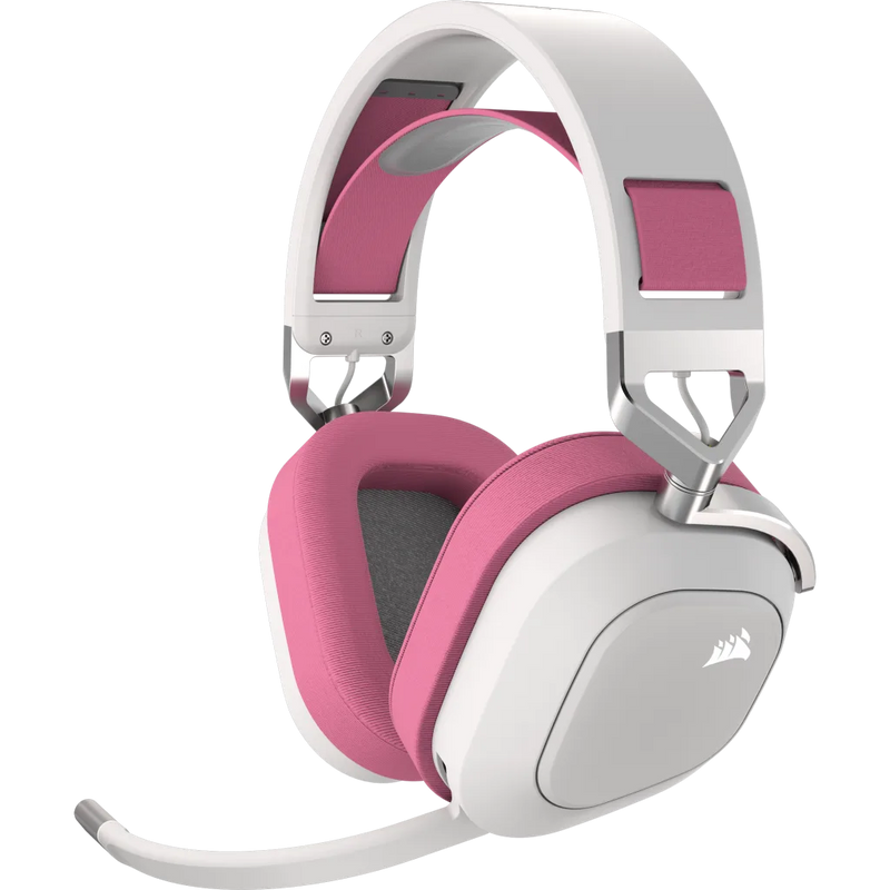 【CORSAIR 5月份電競產品優惠】Corsair HS80 RGB WIRELESS Premium Gaming Headset with Spatial Audio – Pink Elixir CA-901123A-AP