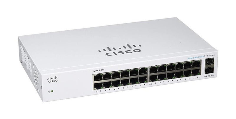 Cisco CBS110 24-Port Gigabit (12-Port with PoE, total 100W) + 2-Port Gigabit SFP Uplink (with Network Interface Combo) Unmanaged Switch (CBS110-24PP-UK / NE-11024PP)