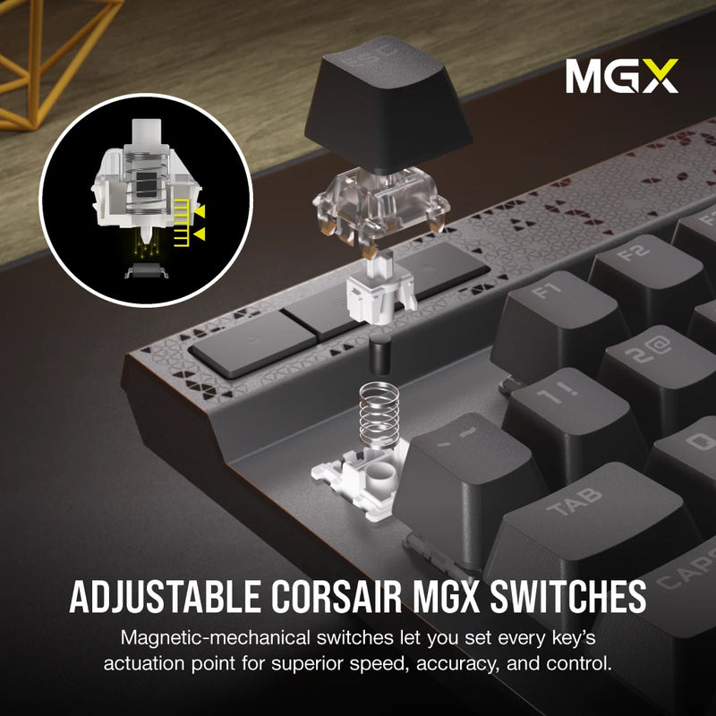 Corsair K70 MAX RGB Magnetic-Mechanical Gaming Keyboard — Adjustable CORSAIR MGX Switches - Steel Grey CH-910961G-NA