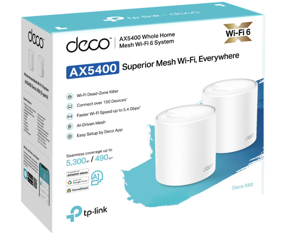 TP-Link Deco X60 V3.20 AX5400 Dual Band Whole Home Wireless AX Mesh Wi