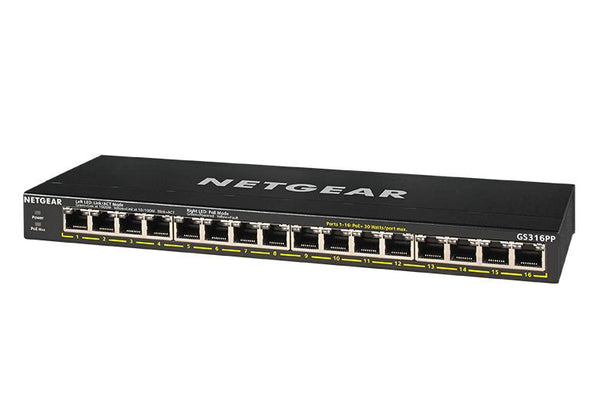 NETGEAR GS316PP 16-Port Gigabit Ethernet Unmanaged PoE+ Switch with FlexPoE (183W)