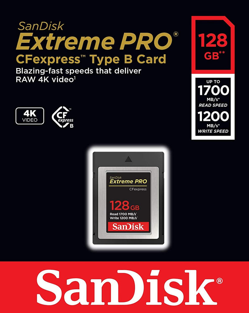 SanDisk 128GB Extreme PRO CFexpress Type B (1700R/1200W MB/s) SDCFE-128G-GN4NN 772-4296